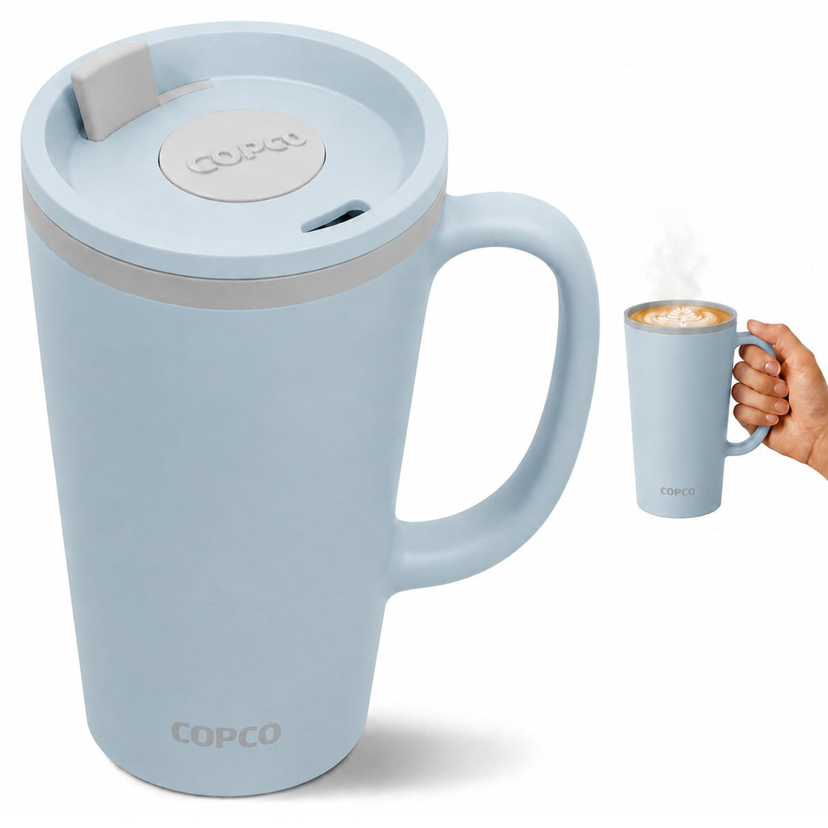 Copco 16 Oz Cone Insulated Travel Mug with Handle (Light Purple)