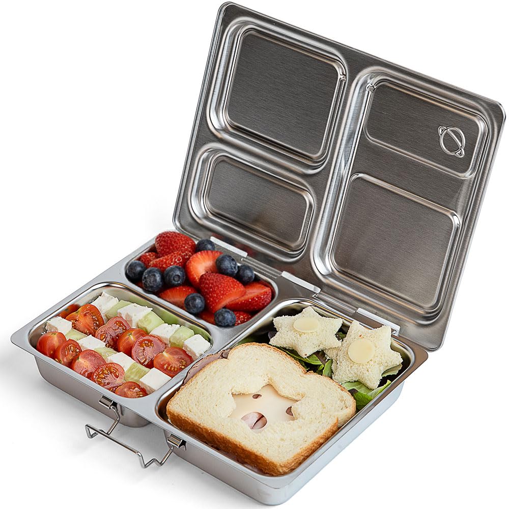 PlanetBox Rover Stainless Steel Bento Box Style Lunch Box for Kids with 5 Compartments – Durable, Dishwasher Safe and BPA-Free Food Container