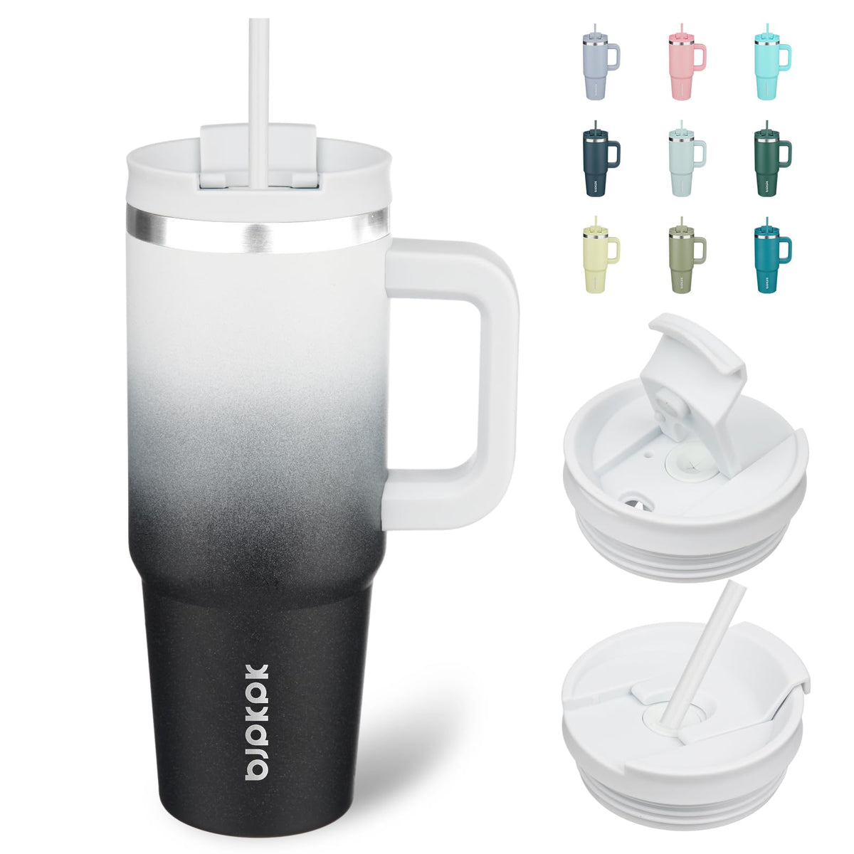 BJPKPK 30 oz Insulated Tumbler with Handle & Straw, Stainless Steel