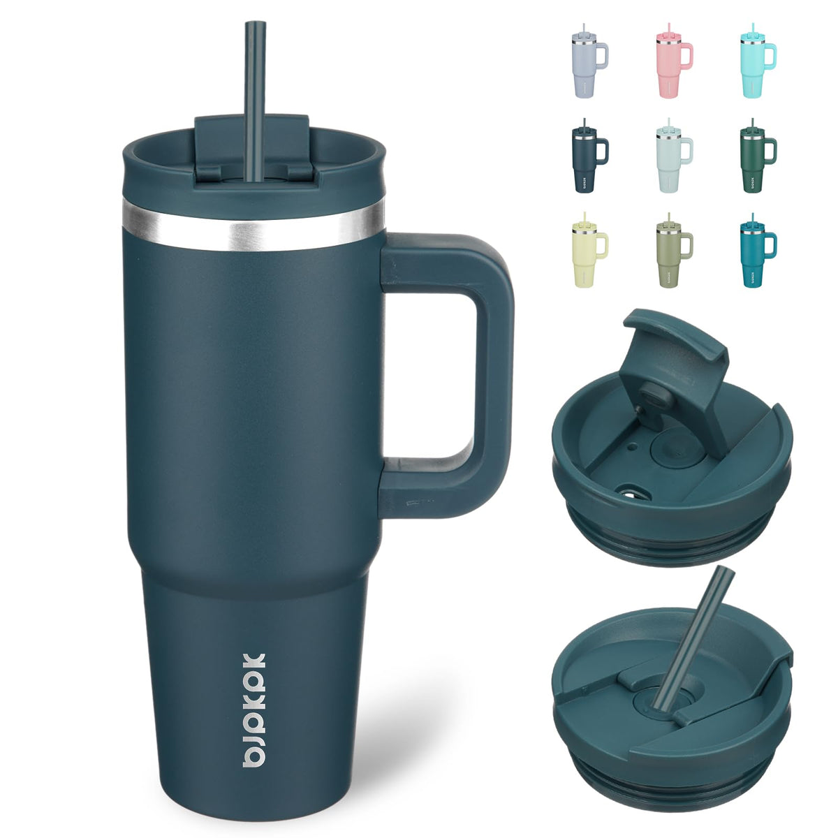 BJPKPK 30 oz Insulated Tumbler with Handle & Straw, Stainless Steel