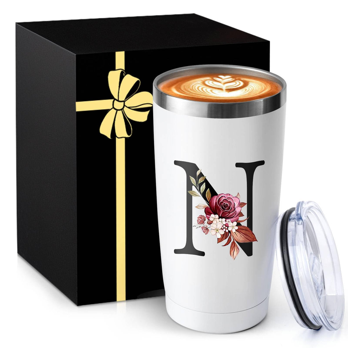20 Oz Insulated Coffee Cup with Lid Car Tumbler Travel Mug Women Wife Husband Happy Birthday Wedding Romantic Gift Best Cool Day Personalized Unique Special Cute Custom Christmas Xmas Valentines Ideal