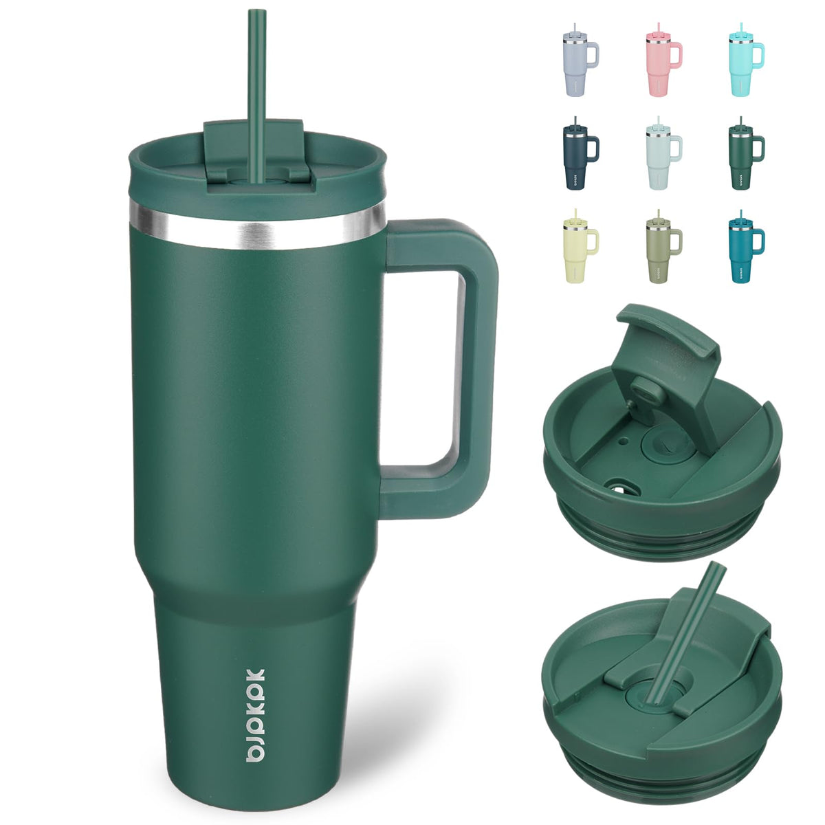 BJPKPK 30 oz Insulated Tumbler with Handle & Straw, Stainless Steel