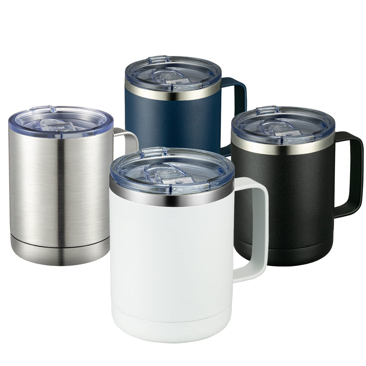 MEWAY 12oz Coffee Mug With Handle and Sliding Lid,Stainless Steel Travel Tumbler Cup with Handle,Double Wall Vacuum Insulated Camping Cup for Hot & Cold Drinks Tea (Lilac,Set of 1)