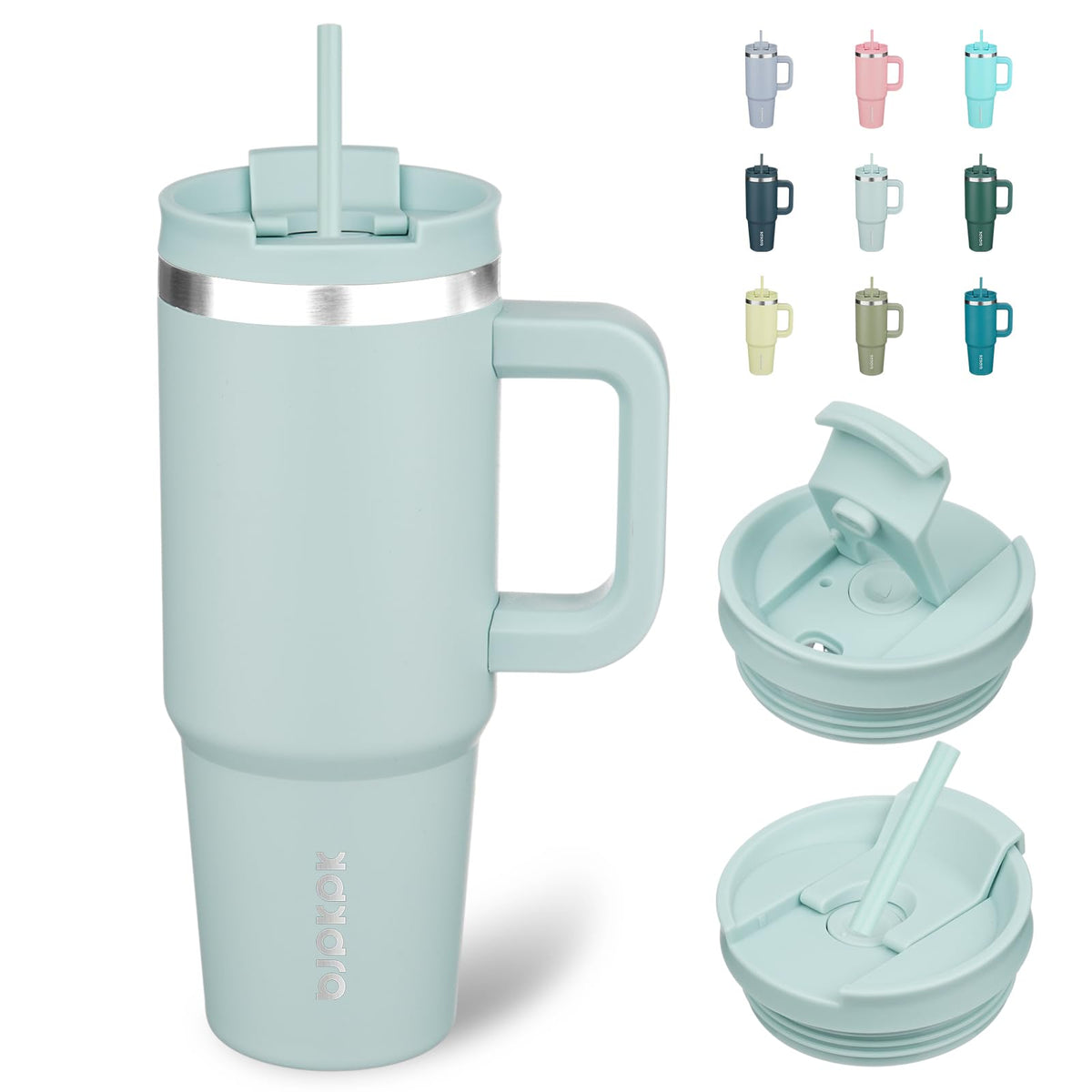 BJPKPK 30 oz Insulated Tumbler with Handle & Straw, Stainless Steel