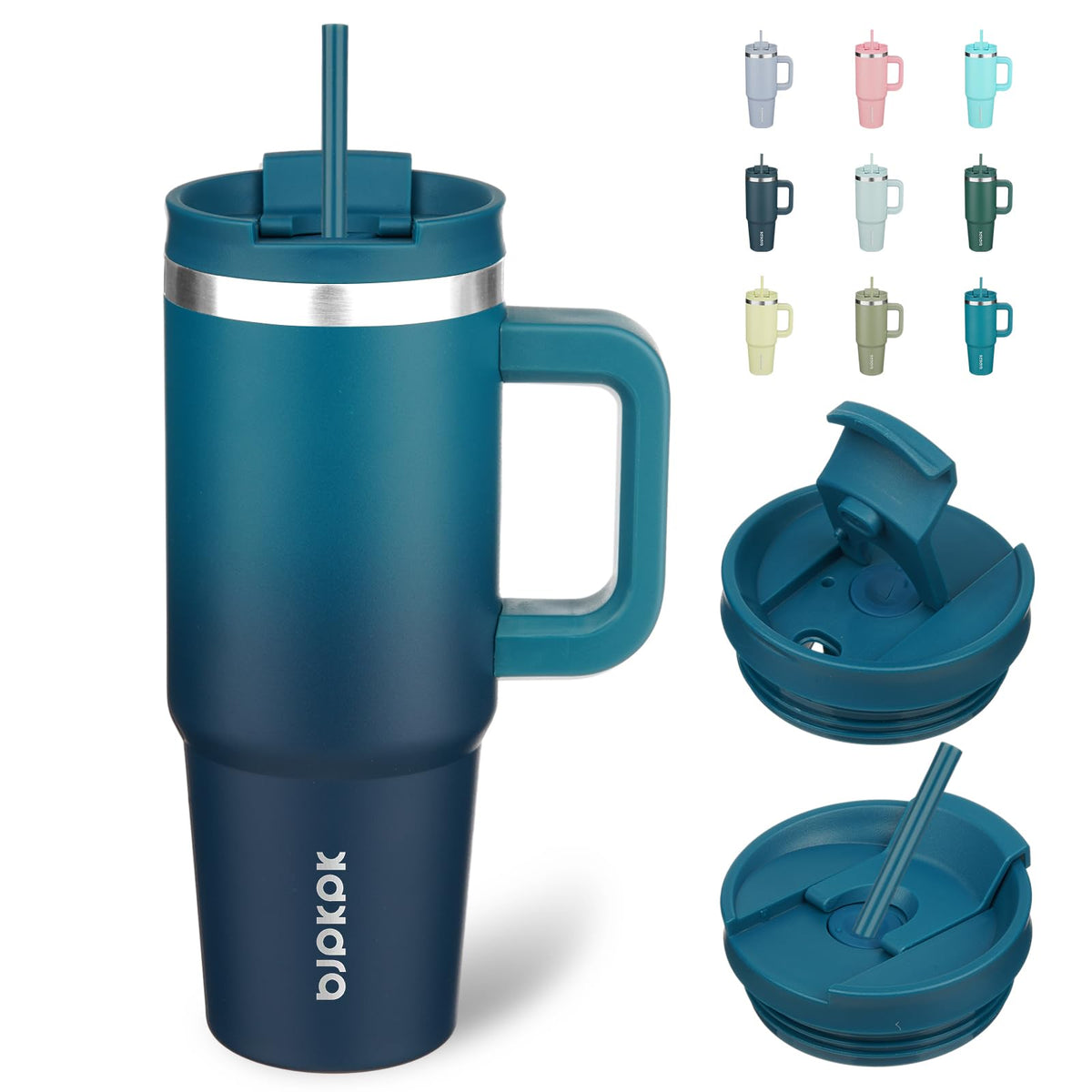BJPKPK 30 oz Insulated Tumbler with Handle & Straw, Stainless Steel