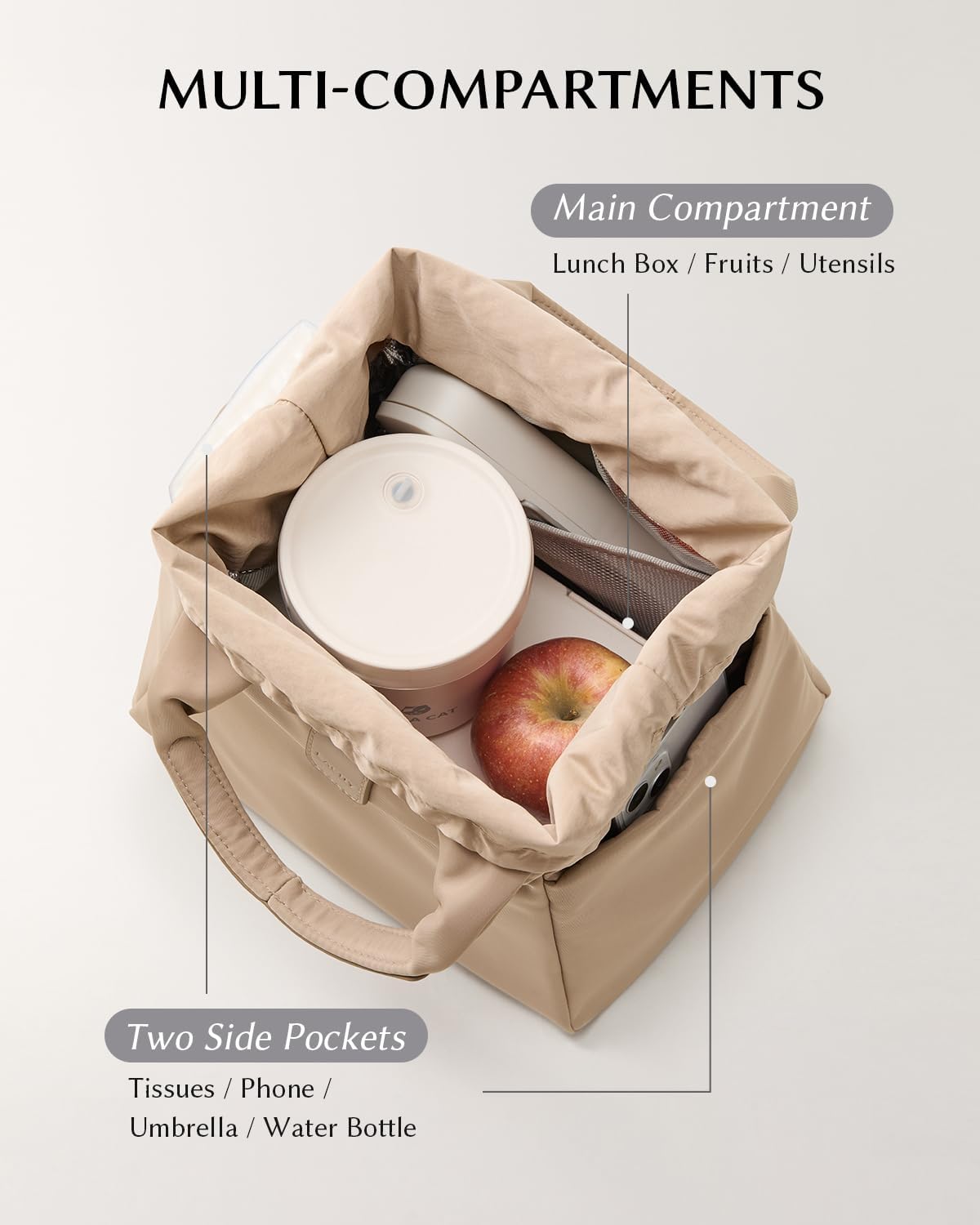EACHY Lunch Box for Women, Insulated Lunch Bag for Men, Reusable Lunch Tote Cute Cooler Bag Soft Lunchbox for Work, Travel, Camping, Picnic