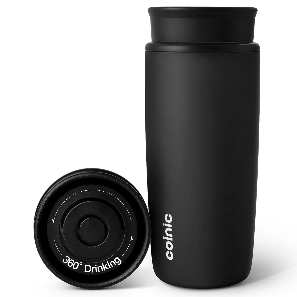 Travel Coffee Mug with 360°Lid, 12 oz Coffee Tumbler Insulated Travel Mugs for Hot and Cold, Vacuum Insulated Stainless Steel Coffee Cup Leak Proof Spill Proof-Pearl Nacre