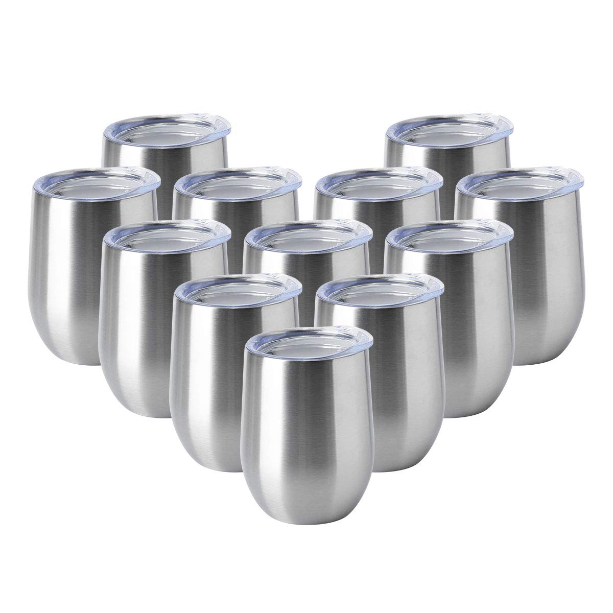 HASLE OUTFITTERS 12oz Wine Tumbler with Lid Stemless Wine Glasses Double Wall Vacuum Travel Mugs stainless steel Coffee Cup for Cold & Hot Drinks Wine Coffee Cocktails Beer 12 Pack White
