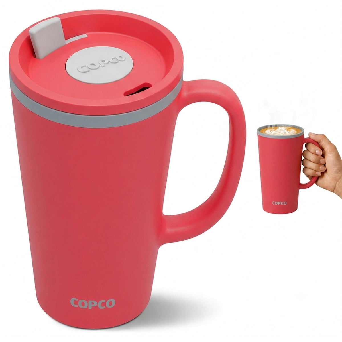Copco 16 Oz Cone Insulated Travel Mug with Handle (Light Purple)