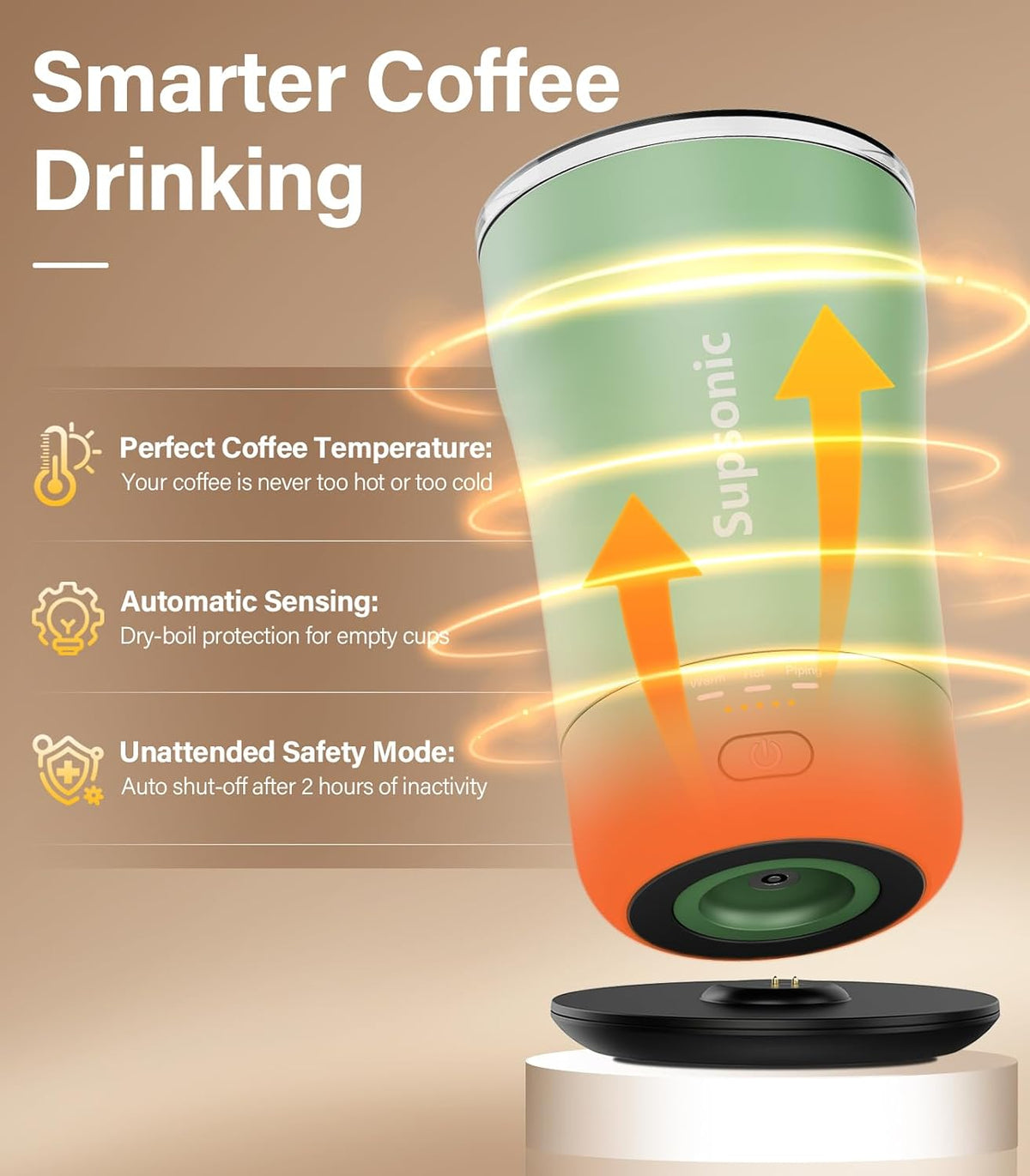 Supsonic Heated Coffee Mug, 14oz Smart Constant Temperature Travel Mug (S1)