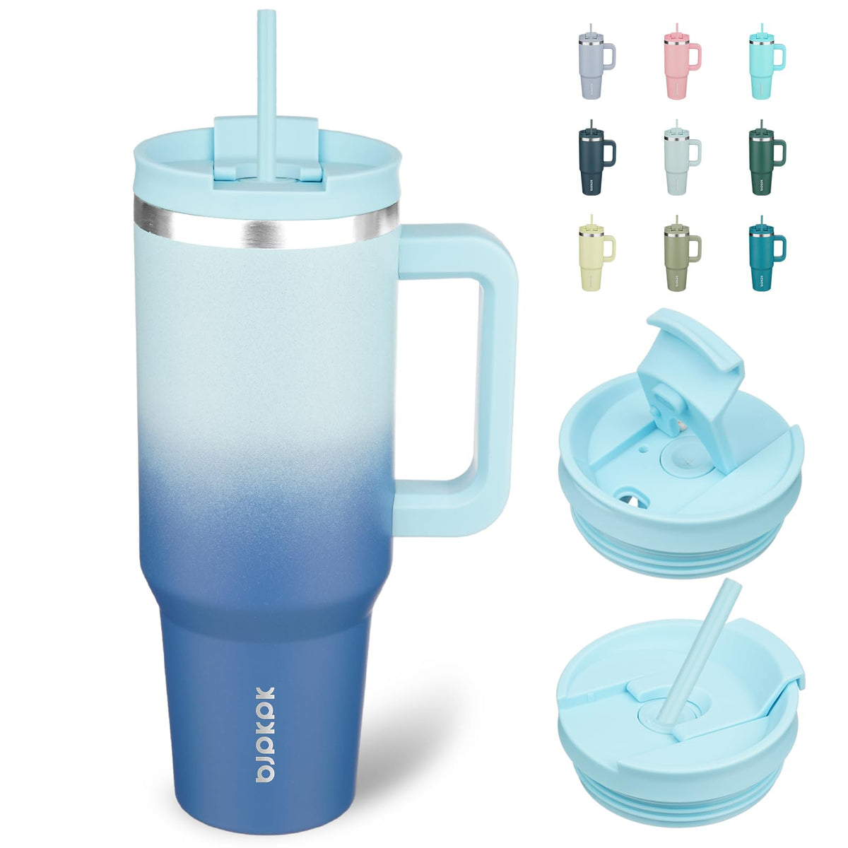 BJPKPK 30 oz Insulated Tumbler with Handle & Straw, Stainless Steel