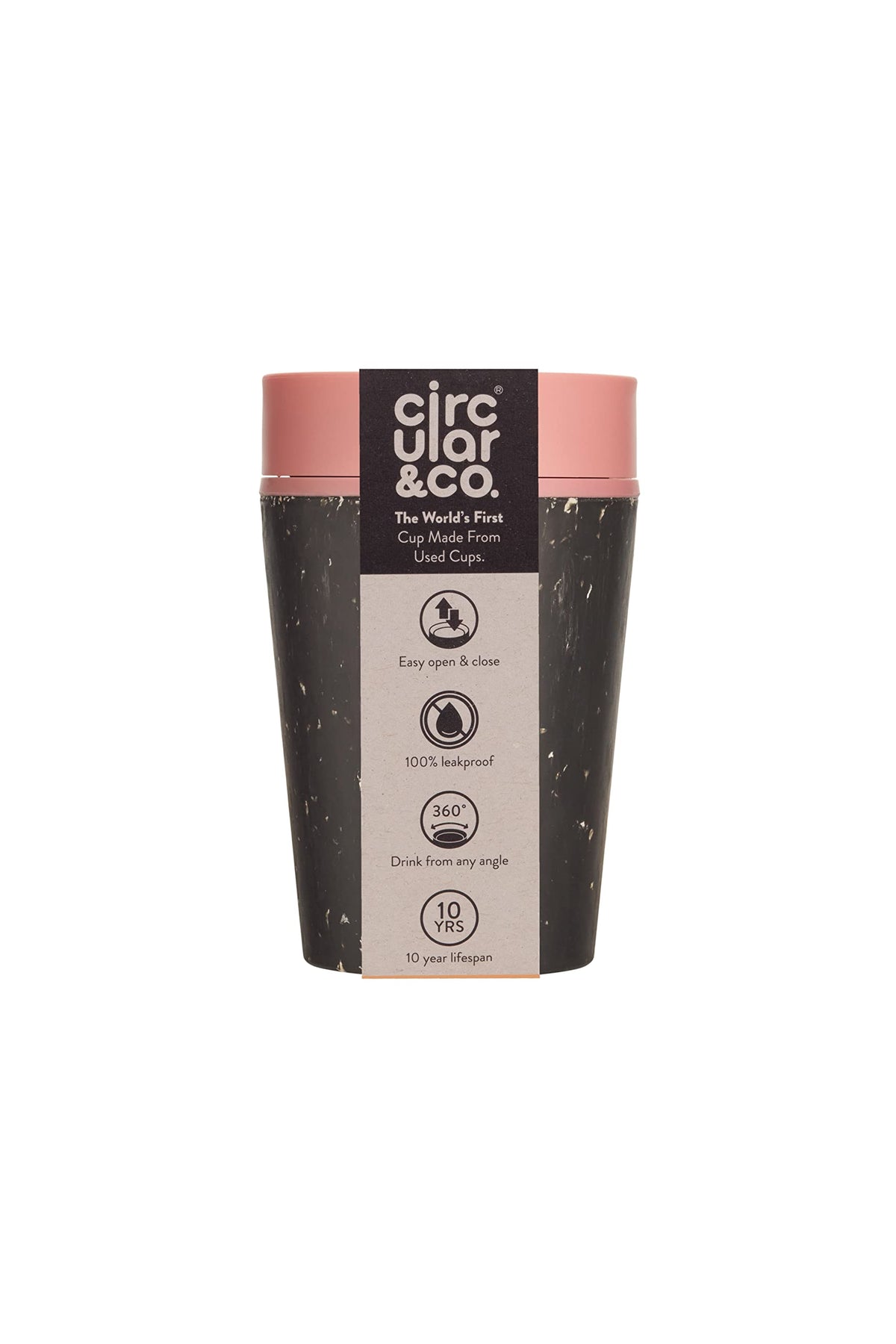 Circular and Co Reusable Coffee Cup 8oz/227ml - The World's First Travel Mug Made from Recycled Coffee Cups, 100% Leak-Proof, Sustainable & Insulated. (Cream & Honest Green)