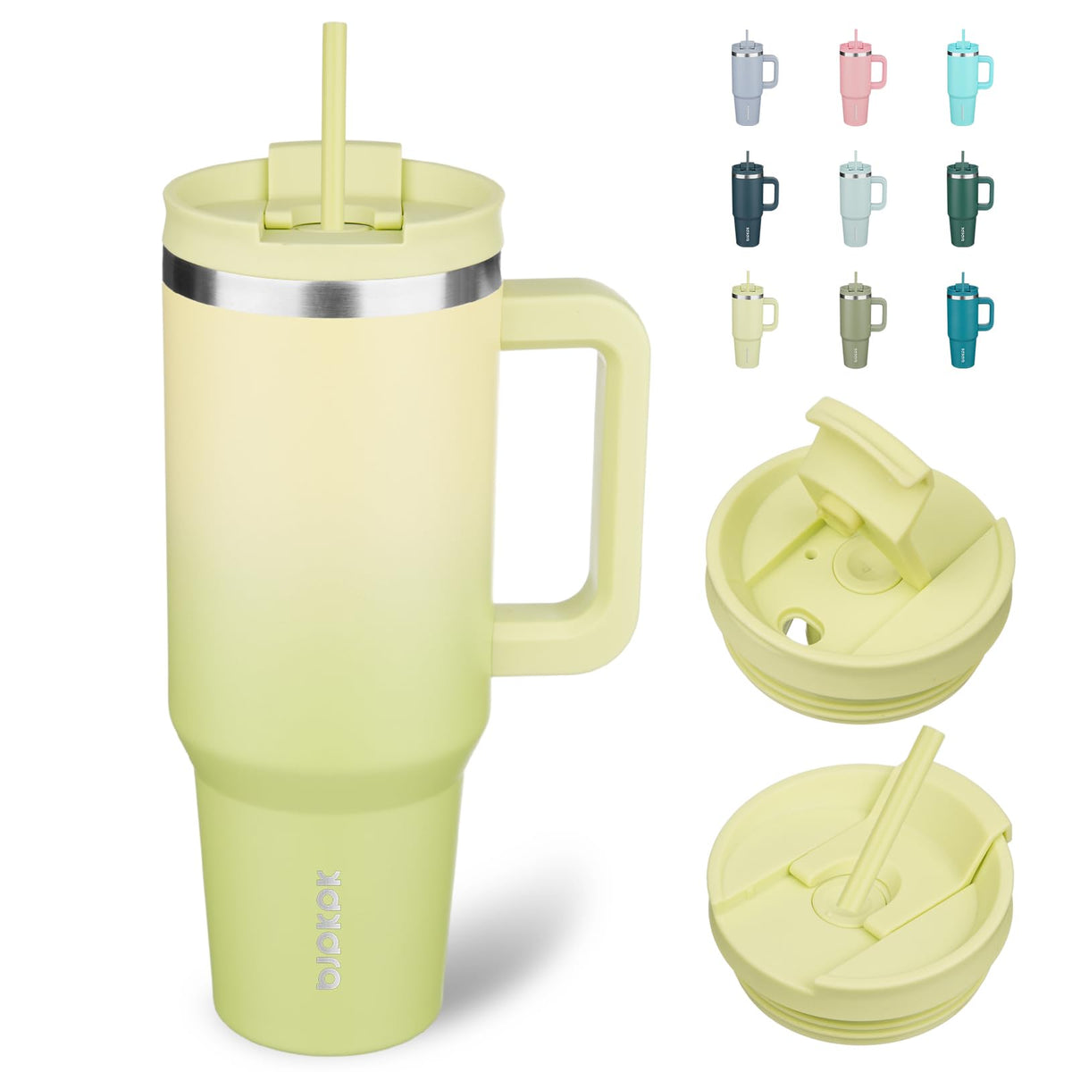BJPKPK 30 oz Insulated Tumbler with Handle & Straw, Stainless Steel