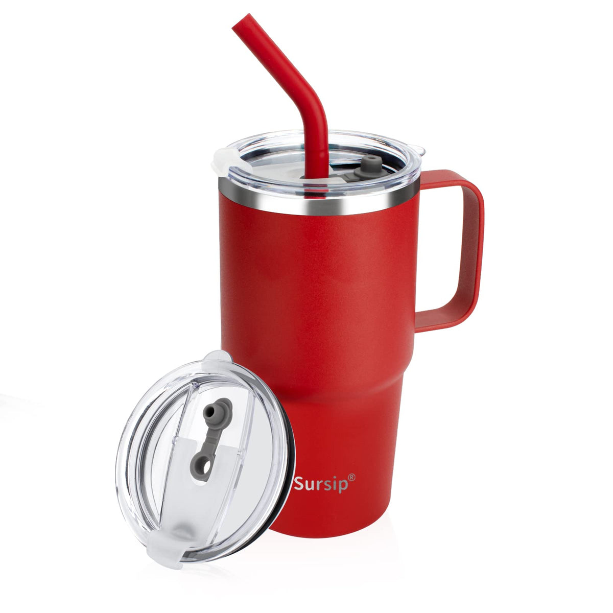 Sursip 24 oz Insulated Tumbler with Handle Lids and Straw