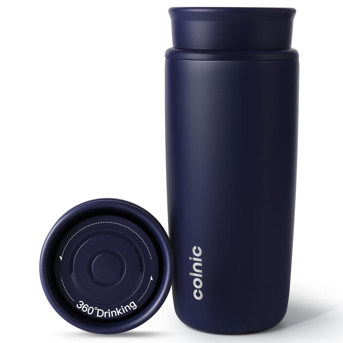 Travel Coffee Mug with 360°Lid, 12 oz Coffee Tumbler Insulated Travel Mugs for Hot and Cold, Vacuum Insulated Stainless Steel Coffee Cup Leak Proof Spill Proof-Pearl Nacre
