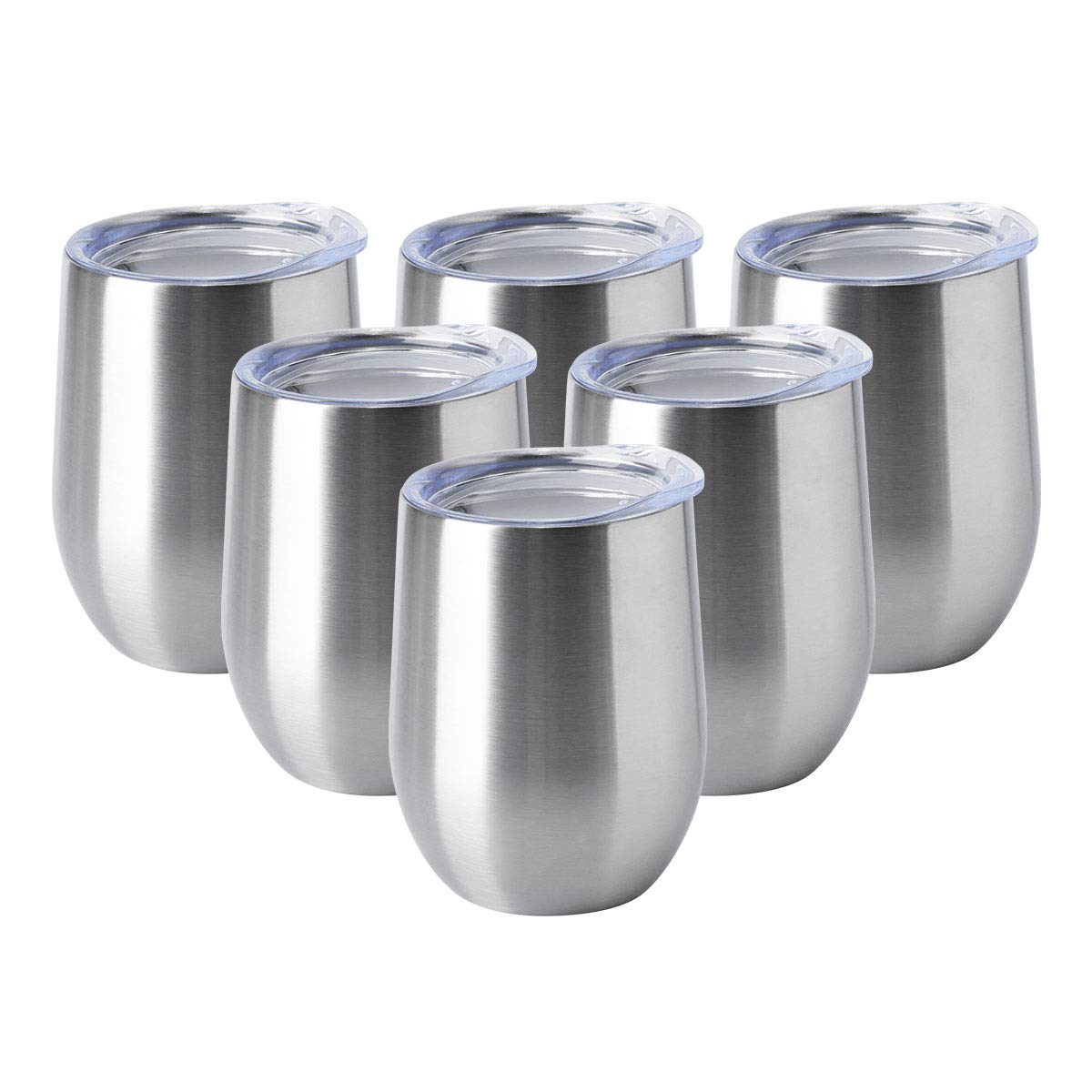 HASLE OUTFITTERS 12oz Wine Tumbler with Lid Stemless Wine Glasses Double Wall Vacuum Travel Mugs stainless steel Coffee Cup for Cold & Hot Drinks Wine Coffee Cocktails Beer 12 Pack White