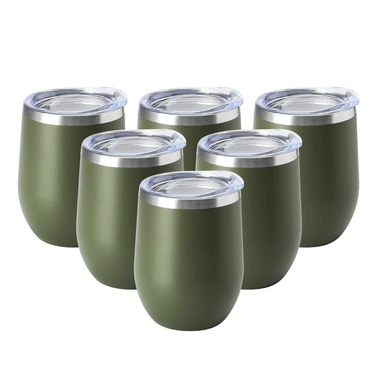 HASLE OUTFITTERS 12oz Wine Tumbler with Lid Stemless Wine Glasses Double Wall Vacuum Travel Mugs stainless steel Coffee Cup for Cold & Hot Drinks Wine Coffee Cocktails Beer 12 Pack White