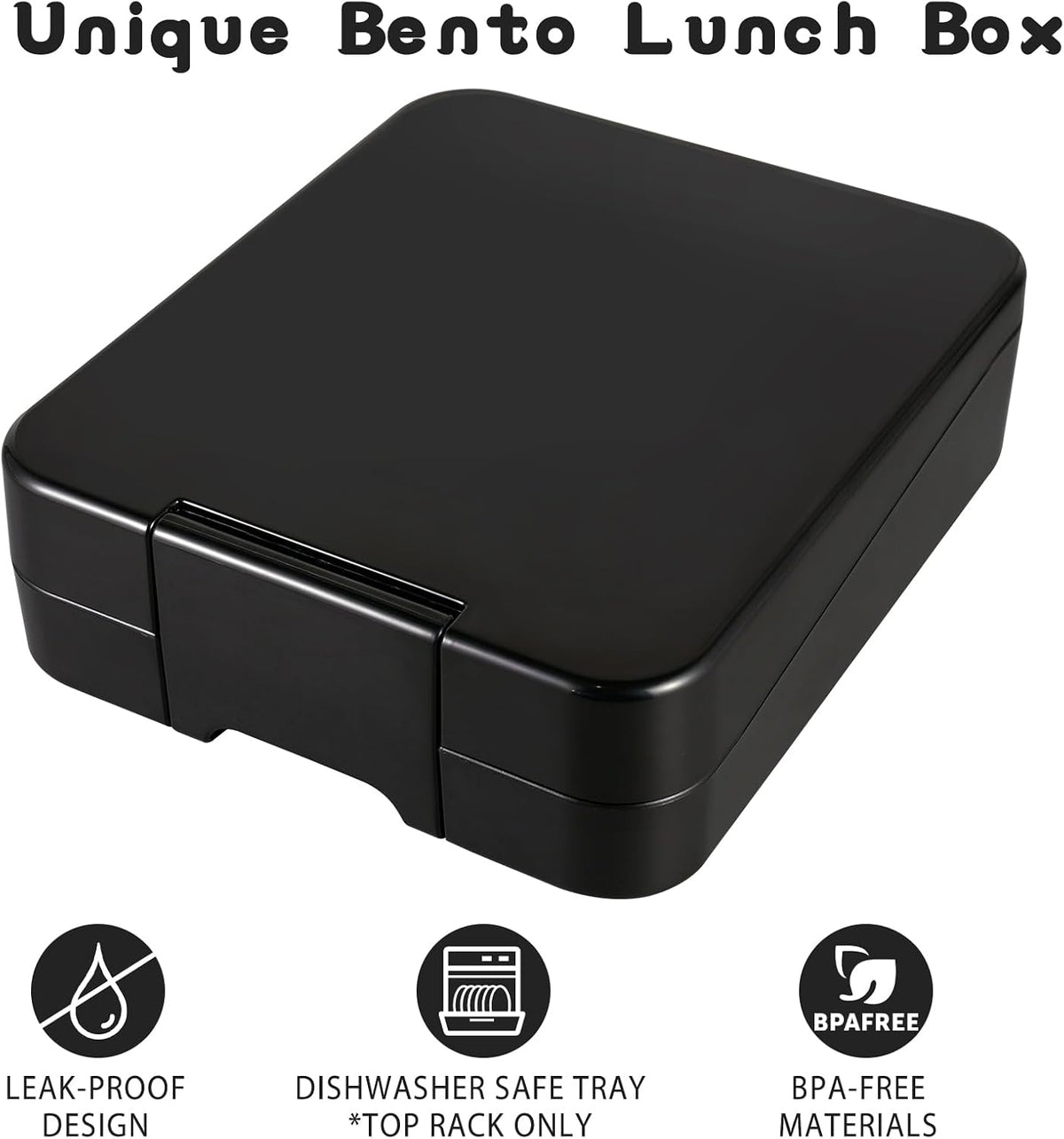 Bento Lunch Box Set for Kids with 10oz Soup Thermo, Leak-Proof Lunch Containers with 4 Compartment, Kids Thermo Hot Food Jar and Insulated Lunch Bag for Kid to School,BPA-Free(Black)