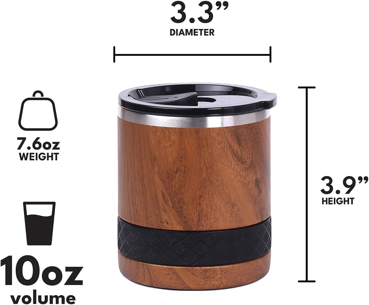 Elemental Recess Lowball 10oz Stainless Steel Tumbler Whiskey Glass w/Lid