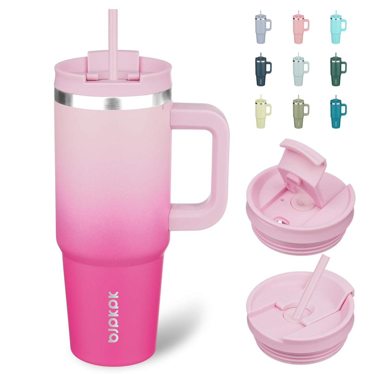 BJPKPK 30 oz Insulated Tumbler with Handle & Straw, Stainless Steel