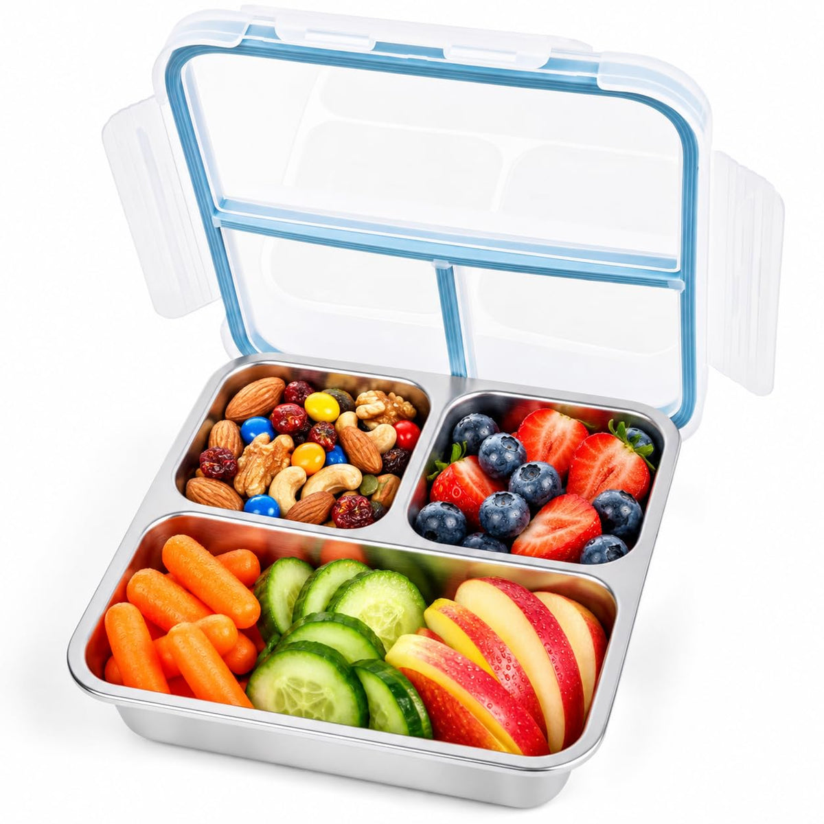 Stainless Steel Snack Container, 25oz Lunch Box, Meal Prep Box (Blue)