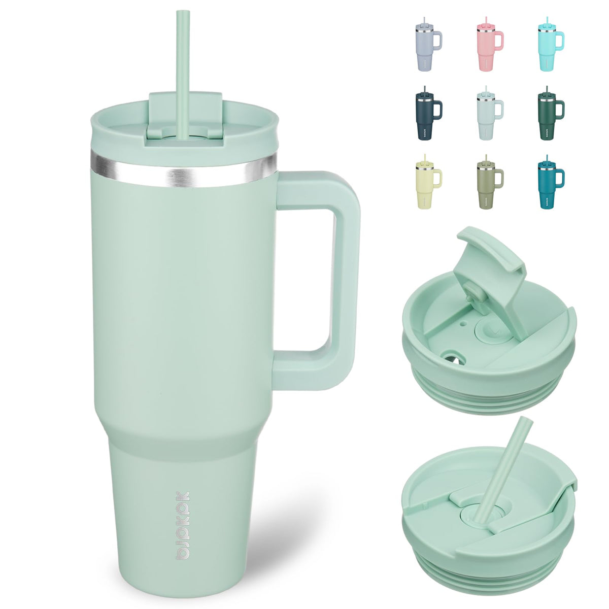 BJPKPK 30 oz Insulated Tumbler with Handle & Straw, Stainless Steel
