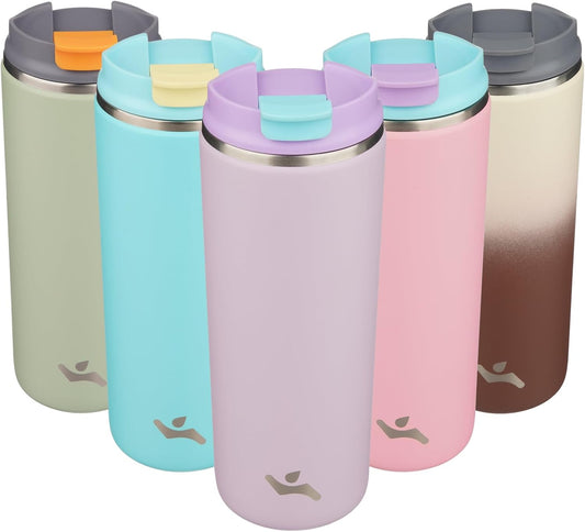 Konokyo 16oz Travel Coffee Mug with Lid, Insulated Stainless Tumbler