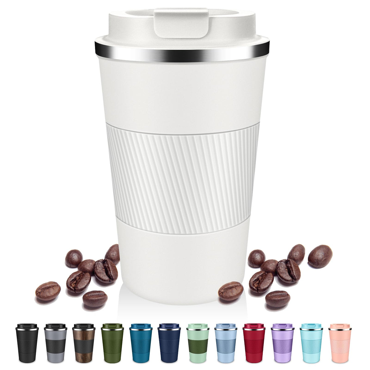 DUBUXW Insulated Coffee Tumblers with Flip Lid 12oz / 17oz, Stainless Steel Coffee Mug Leak Proof, Vacuum Insulated Coffee Mug Reusable Cup, Keeps Cold and Hot for Coffee Tea