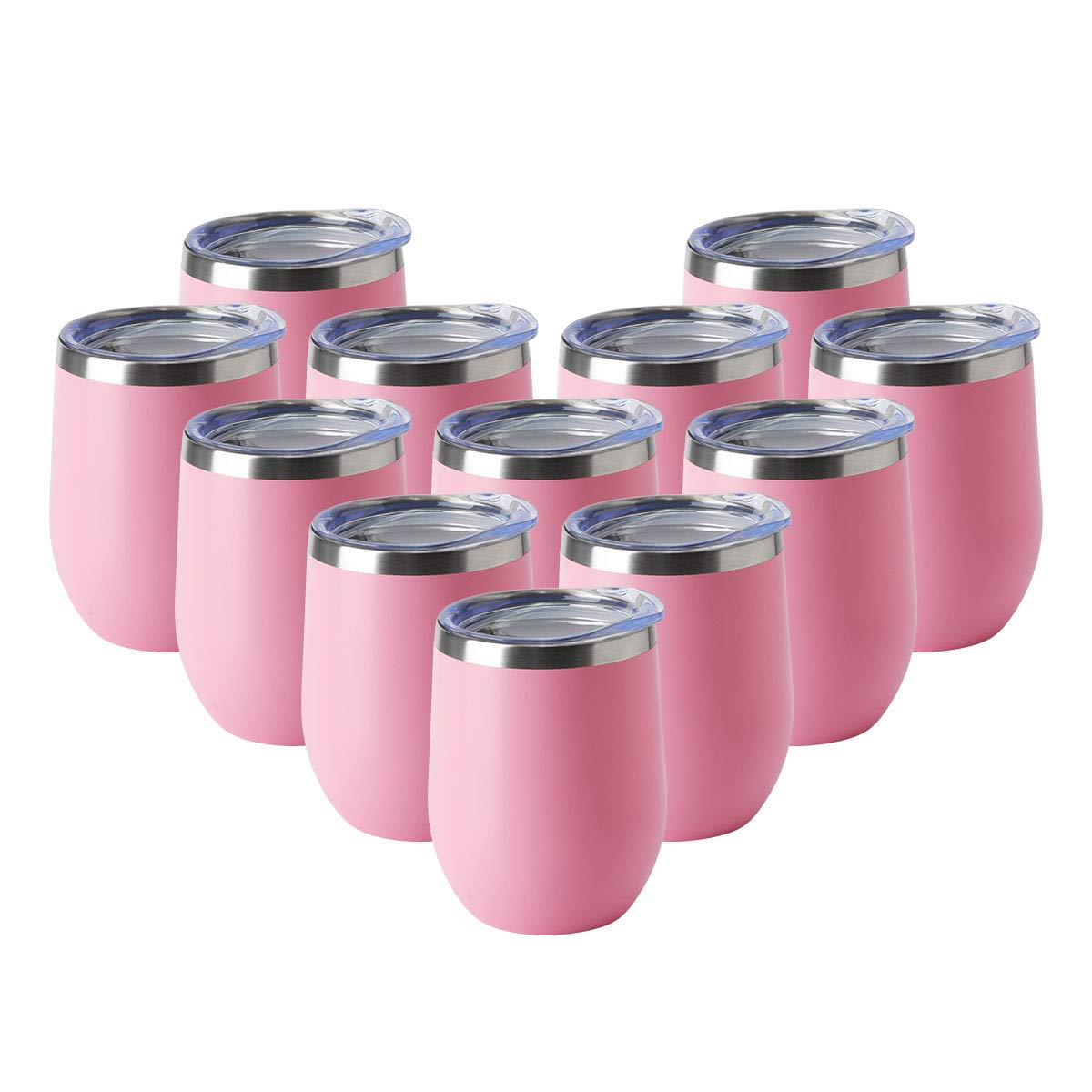 HASLE OUTFITTERS 12oz Wine Tumbler with Lid Stemless Wine Glasses Double Wall Vacuum Travel Mugs stainless steel Coffee Cup for Cold & Hot Drinks Wine Coffee Cocktails Beer 12 Pack White