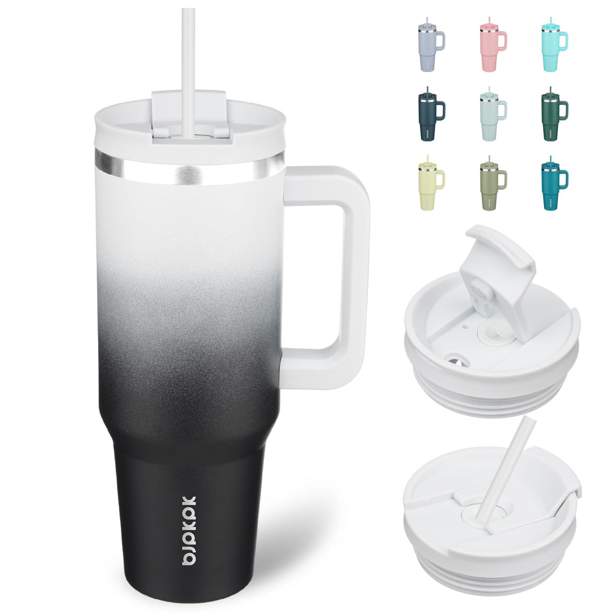 BJPKPK 30 oz Insulated Tumbler with Handle & Straw, Stainless Steel