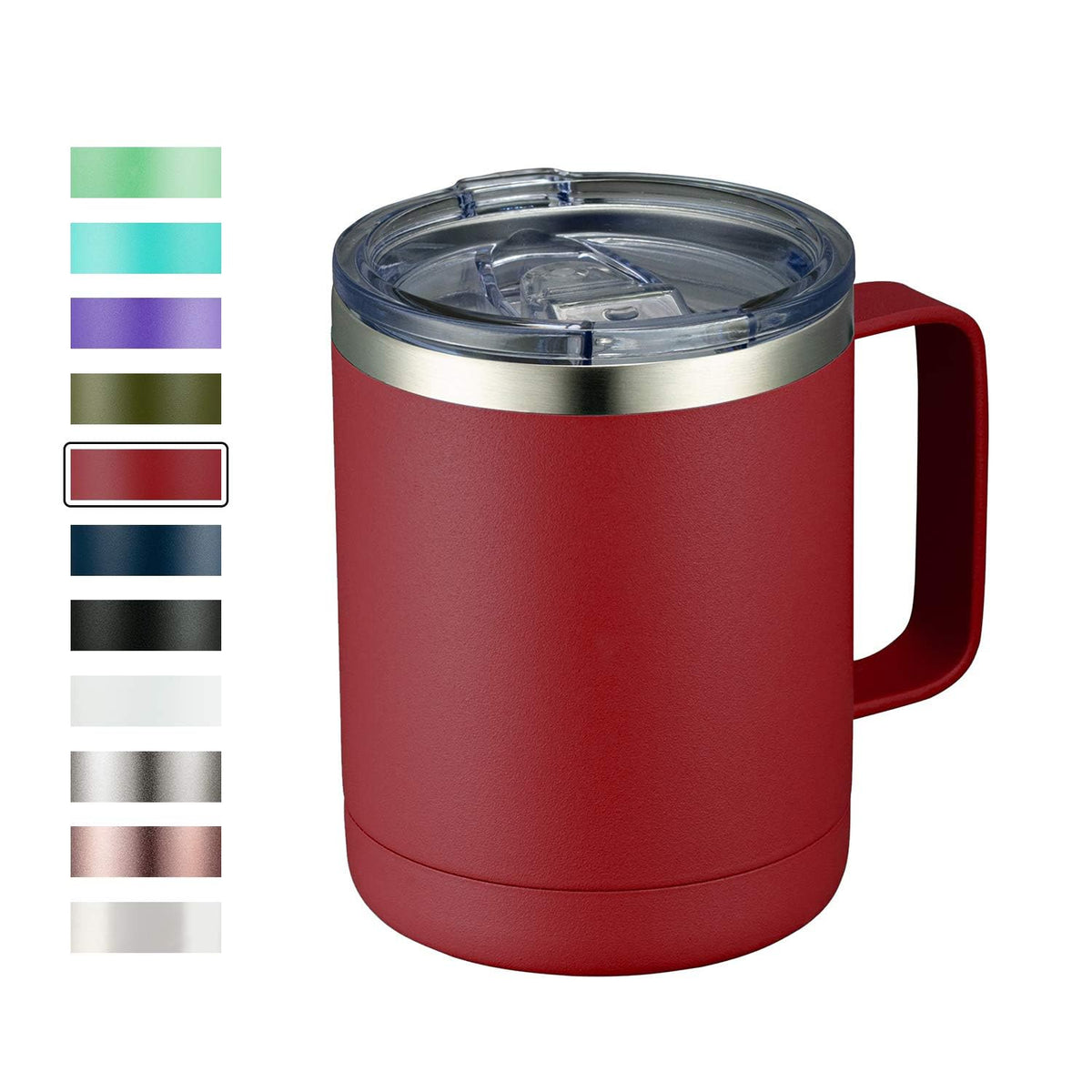 MEWAY 12oz Coffee Mug With Handle and Sliding Lid,Stainless Steel Travel Tumbler Cup with Handle,Double Wall Vacuum Insulated Camping Cup for Hot & Cold Drinks Tea (Lilac,Set of 1)