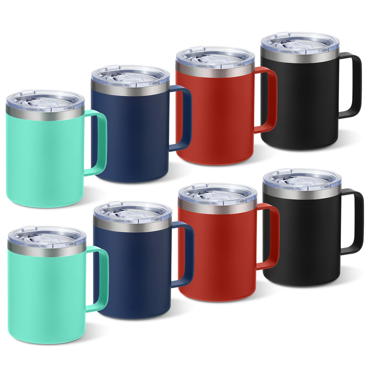 4 Pack 12oz Insulated Coffee Mug with Handle, 4 Colors