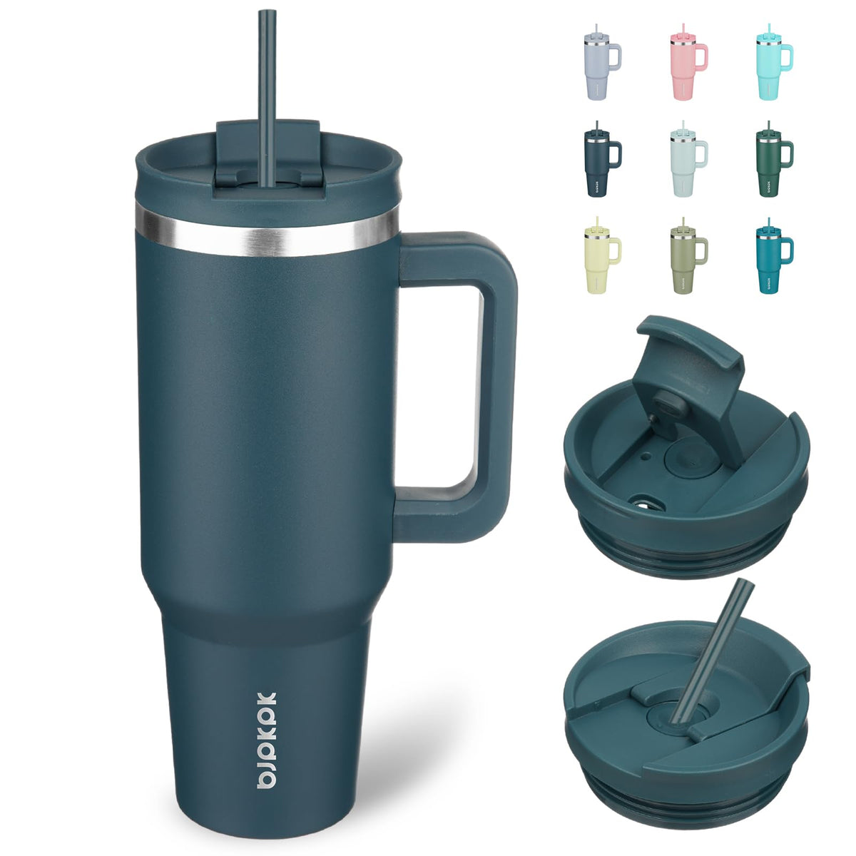 BJPKPK 30 oz Insulated Tumbler with Handle & Straw, Stainless Steel