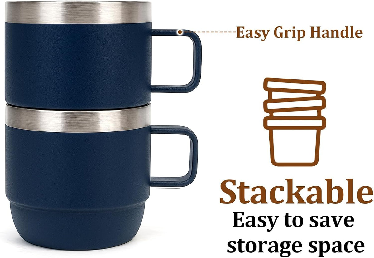 Zenbo 6 oz Espresso Mug with Handle, Ceramic-Lined 18/8 Stainless Steel
