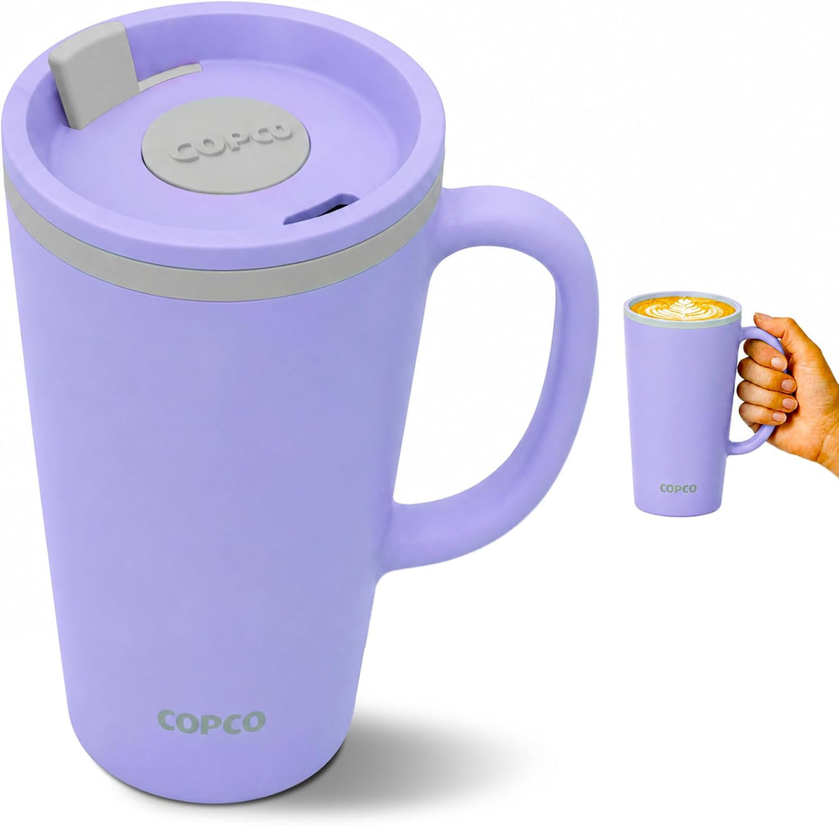 Copco 16 Oz Cone Insulated Travel Mug with Handle (Light Purple)