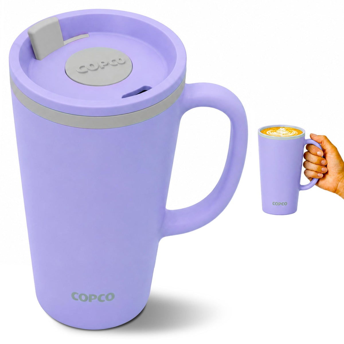 Copco 16 Oz Cone Insulated Travel Mug with Handle (Light Purple)