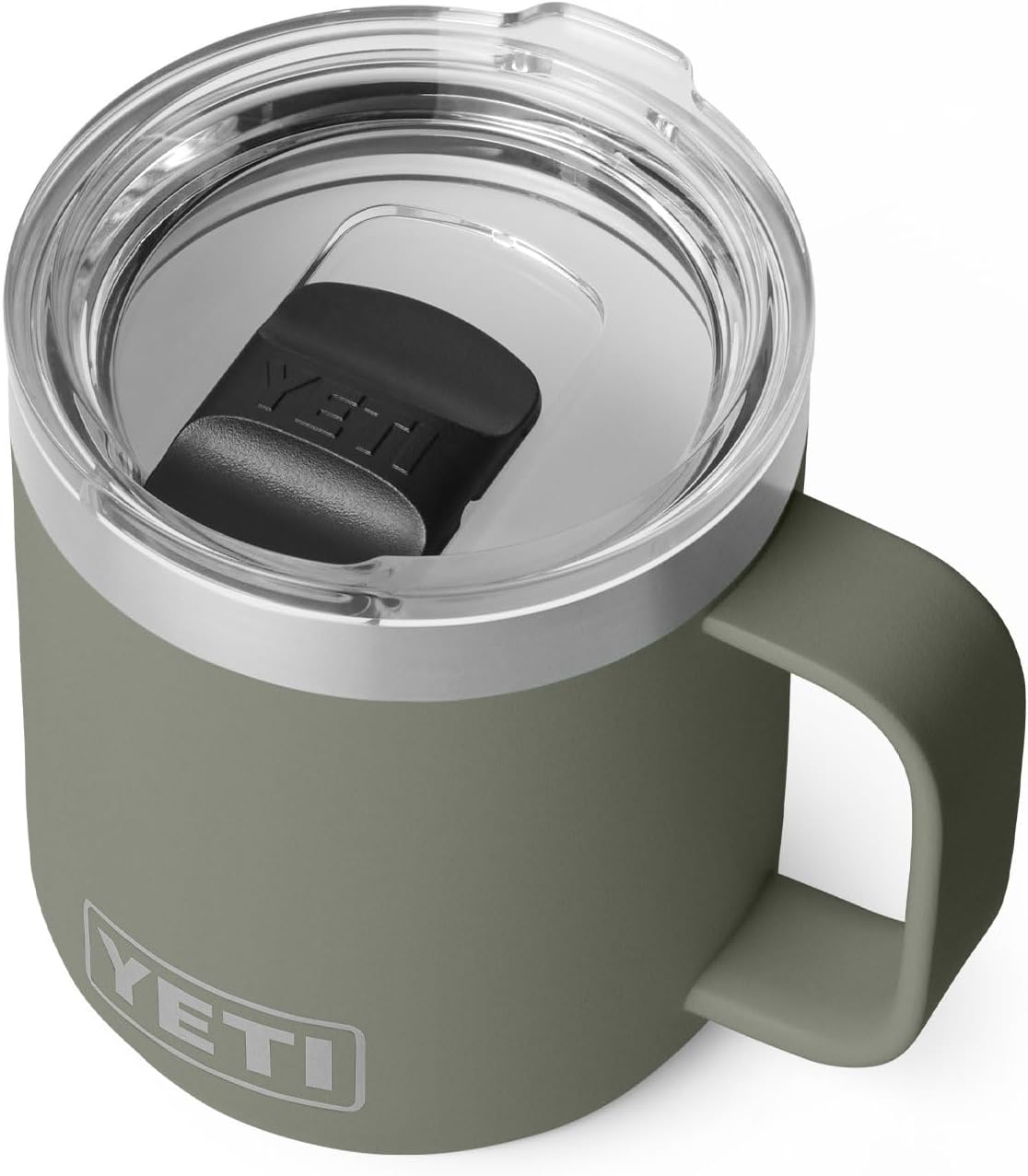YETI Rambler 10 oz Ceramic Lined Stackable Mug, Vacuum Insulated, Stainless Steel with MagSlider Lid, Pampa Green