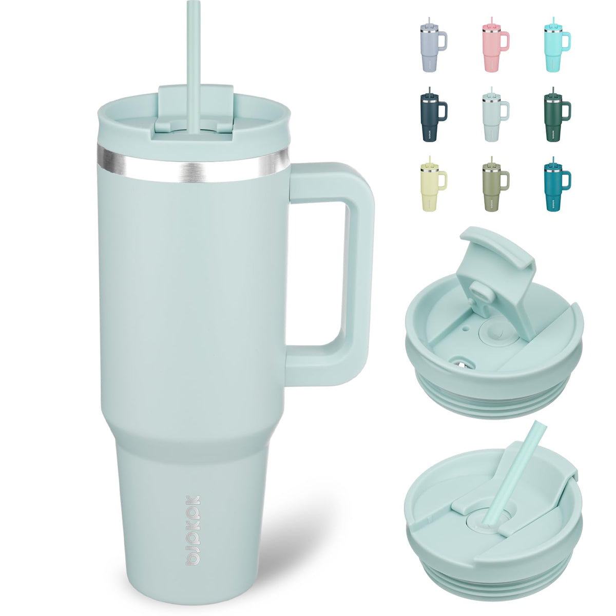 BJPKPK 30 oz Insulated Tumbler with Handle & Straw, Stainless Steel