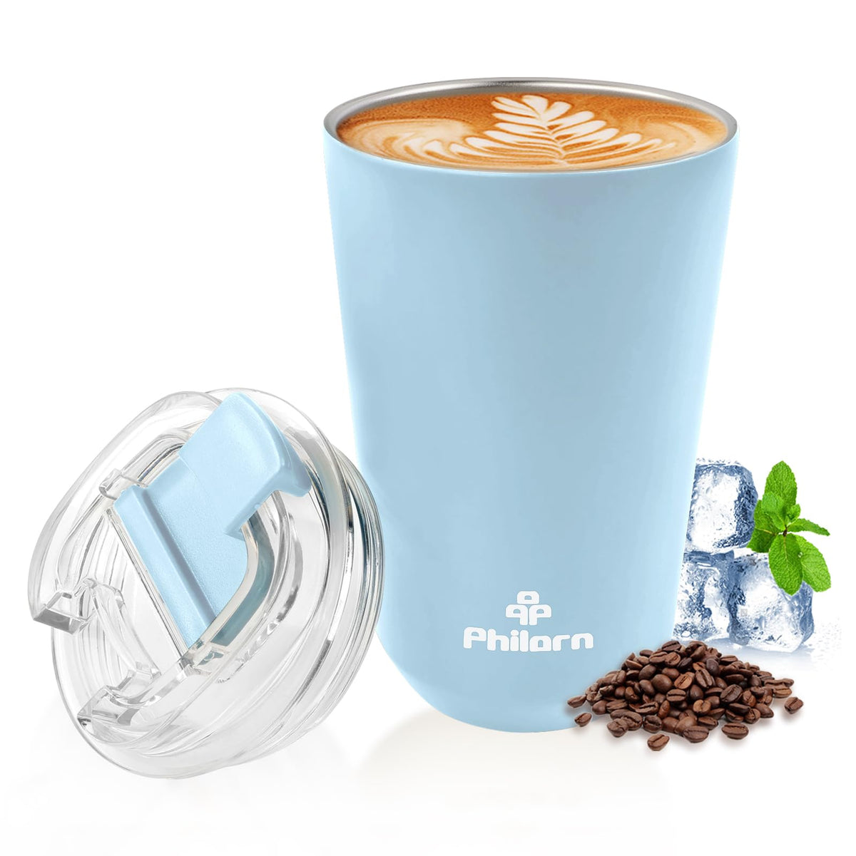 PHILORN Pink Coffee Tumbler - 12 OZ Insulated Coffee Mug With Lid