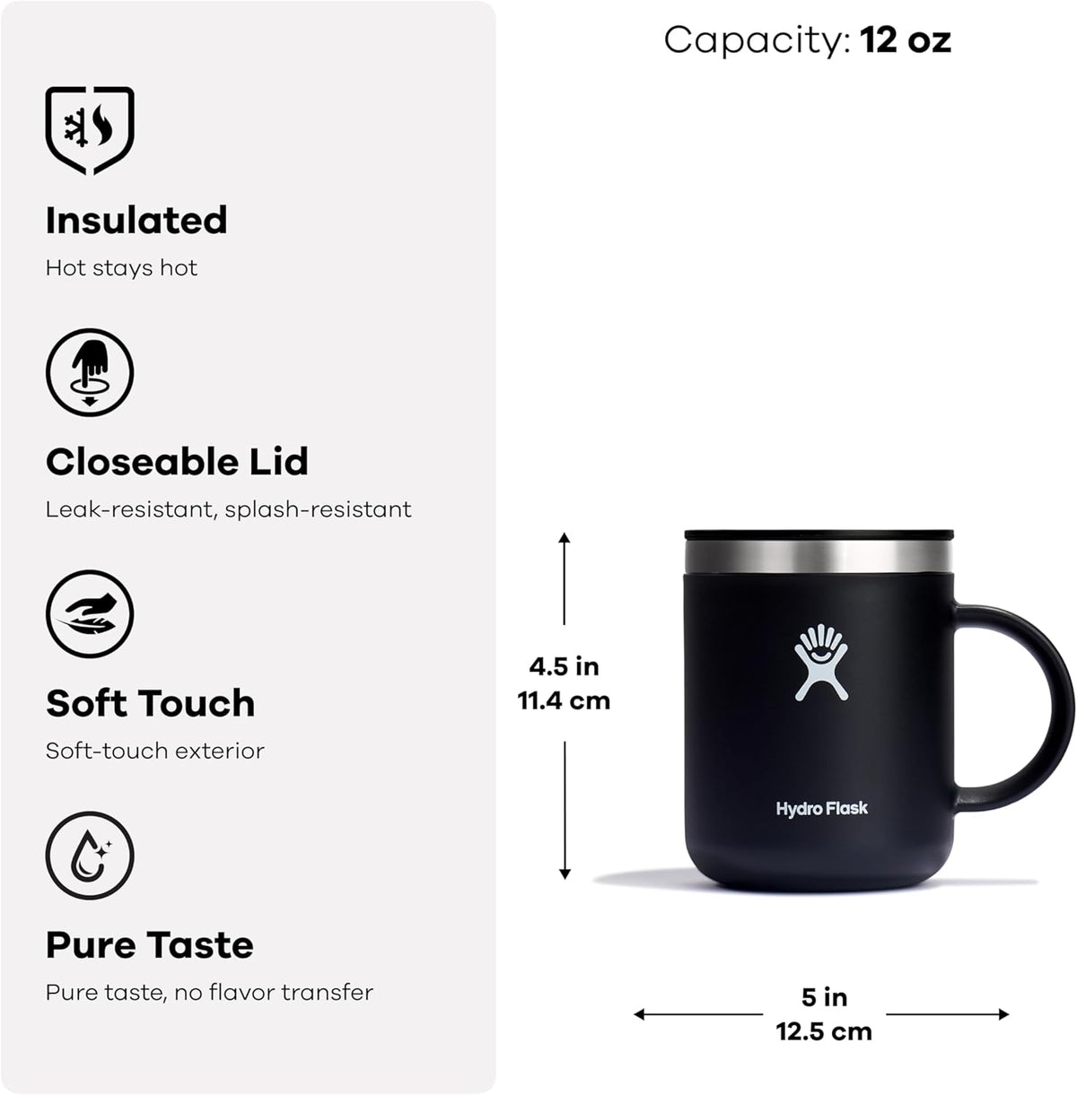 Hydro Flask Coffee Mug – Insulated Stainless Steel, Non Spill, Leak Resistant Travel Mug 12 Oz Harbor Blue