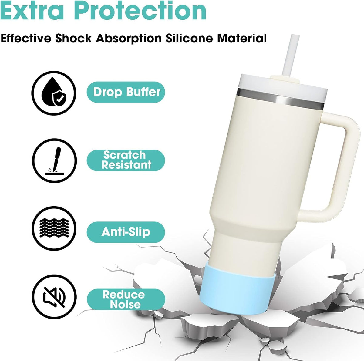Airboat Upgrade 2PCS Protective Silicone Boot Bumper for Stanley Quencher Adventure 40oz 30oz 20oz Tumbler, Water Bottle Bottom Sleeve Cover Accessories for Stanley Mug Cup(Clear)