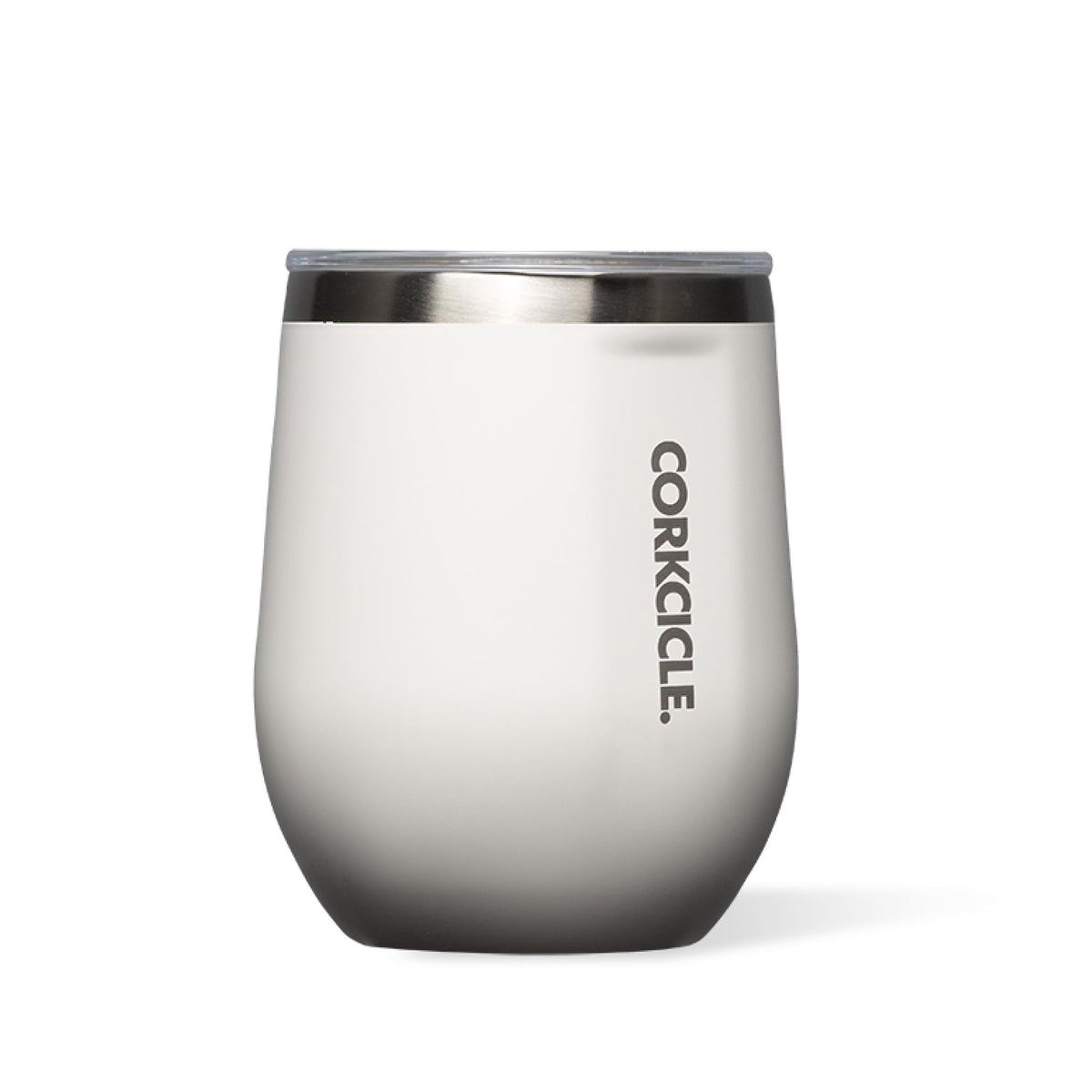 Corkcicle Stemless Wine Tumbler with Lid, 12 oz, Gloss Powder Blue