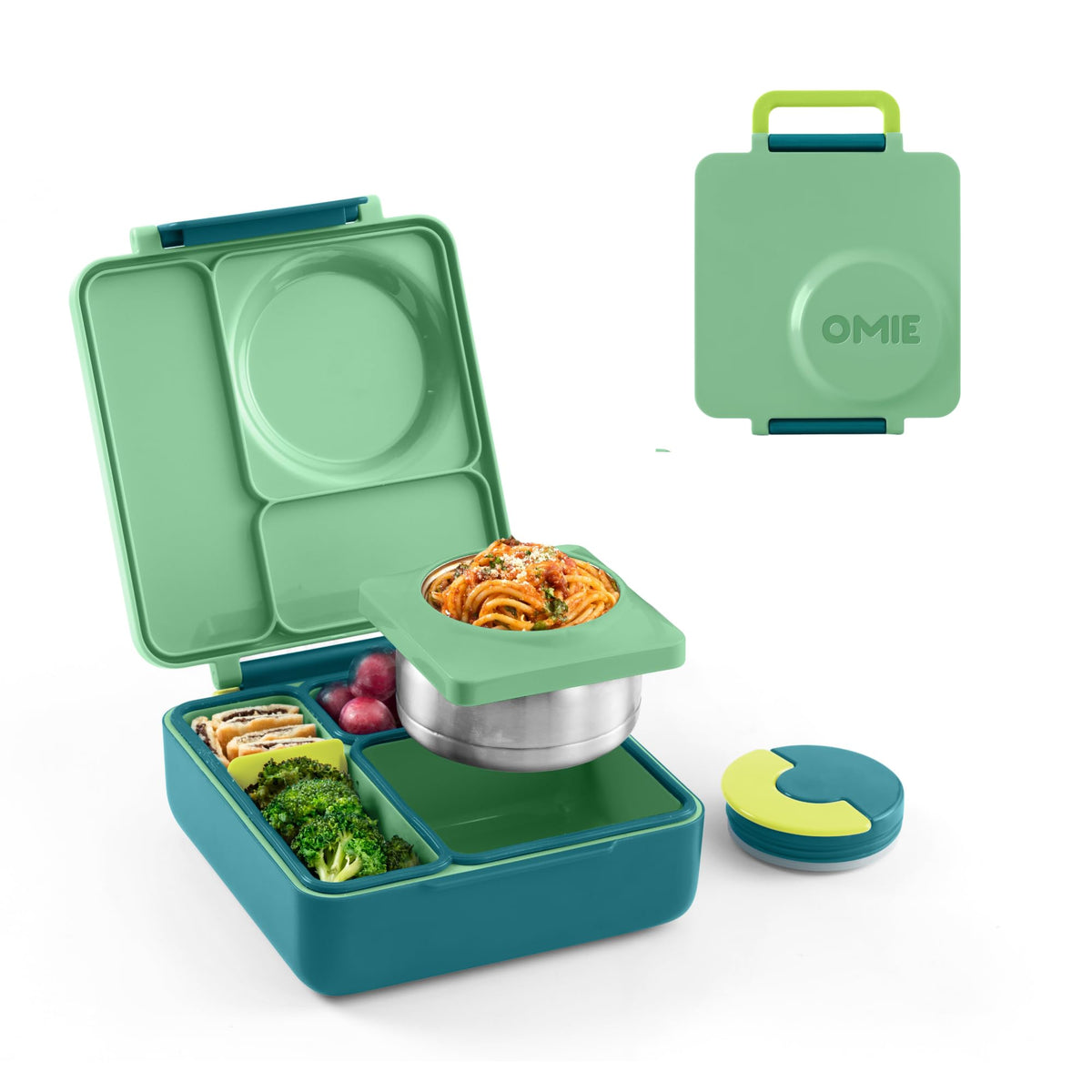 Omie OmieBox Kids Insulated Leakproof Bento Lunch Box with Food Jar (Pink Berry)