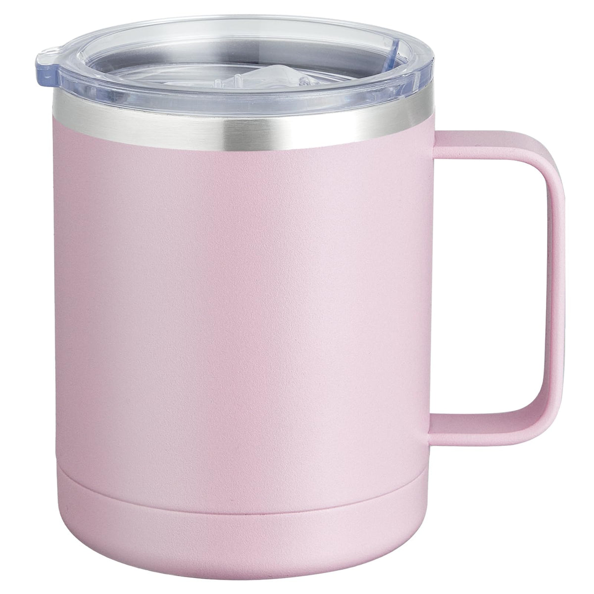 MEWAY 12oz Coffee Mug With Handle and Sliding Lid,Stainless Steel Travel Tumbler Cup with Handle,Double Wall Vacuum Insulated Camping Cup for Hot & Cold Drinks Tea (Lilac,Set of 1)