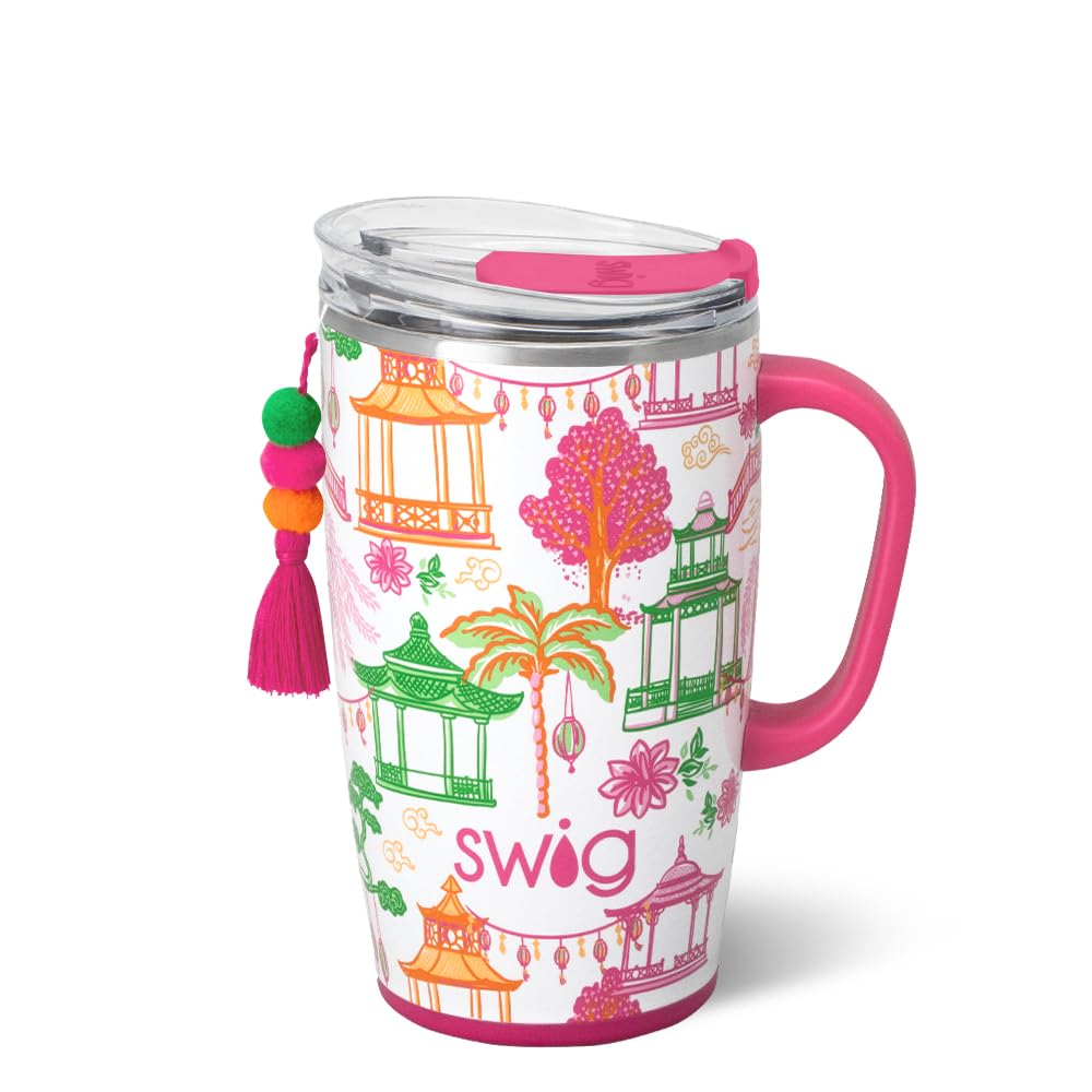 Swig Life 40oz Leakproof Mega Mug with Handle & Straw, Hydrangeas