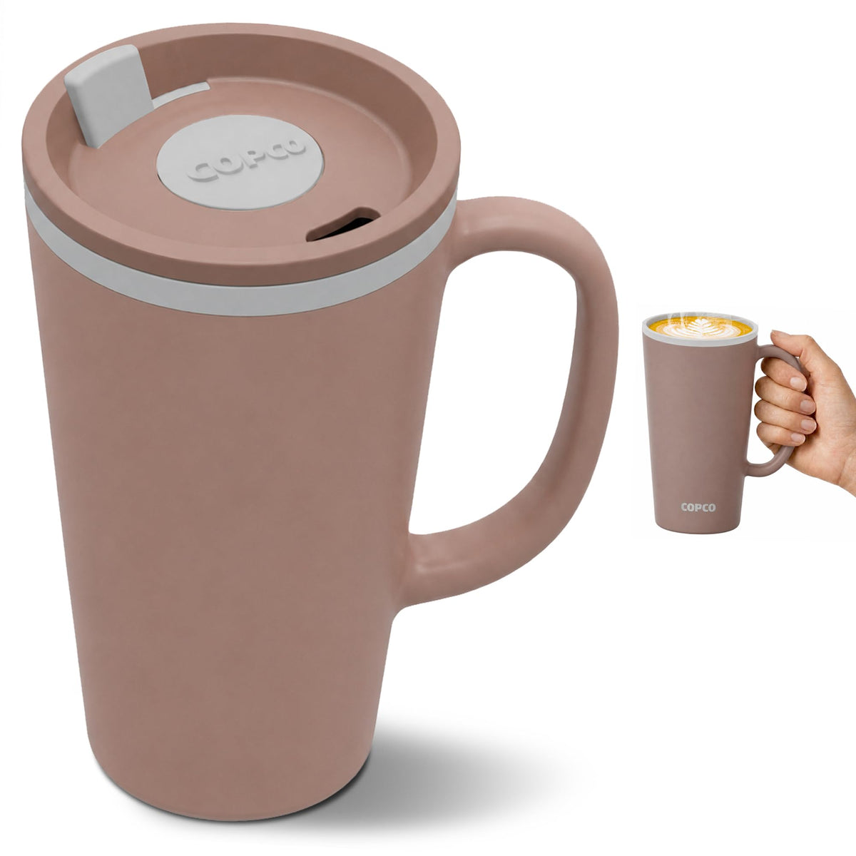 Copco 16 Oz Cone Insulated Travel Mug with Handle (Light Purple)