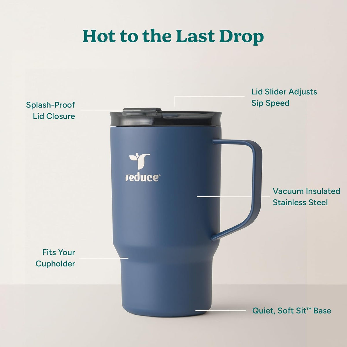 REDUCE Hot1 18 oz Insulated Stainless Steel Mug - Temperature Adjusting Lid