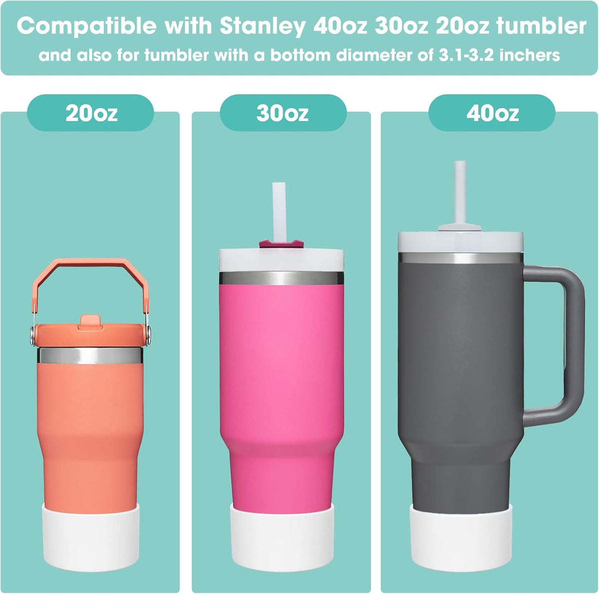 Airboat Upgrade 2PCS Protective Silicone Boot Bumper for Stanley Quencher Adventure 40oz 30oz 20oz Tumbler, Water Bottle Bottom Sleeve Cover Accessories for Stanley Mug Cup(Clear)