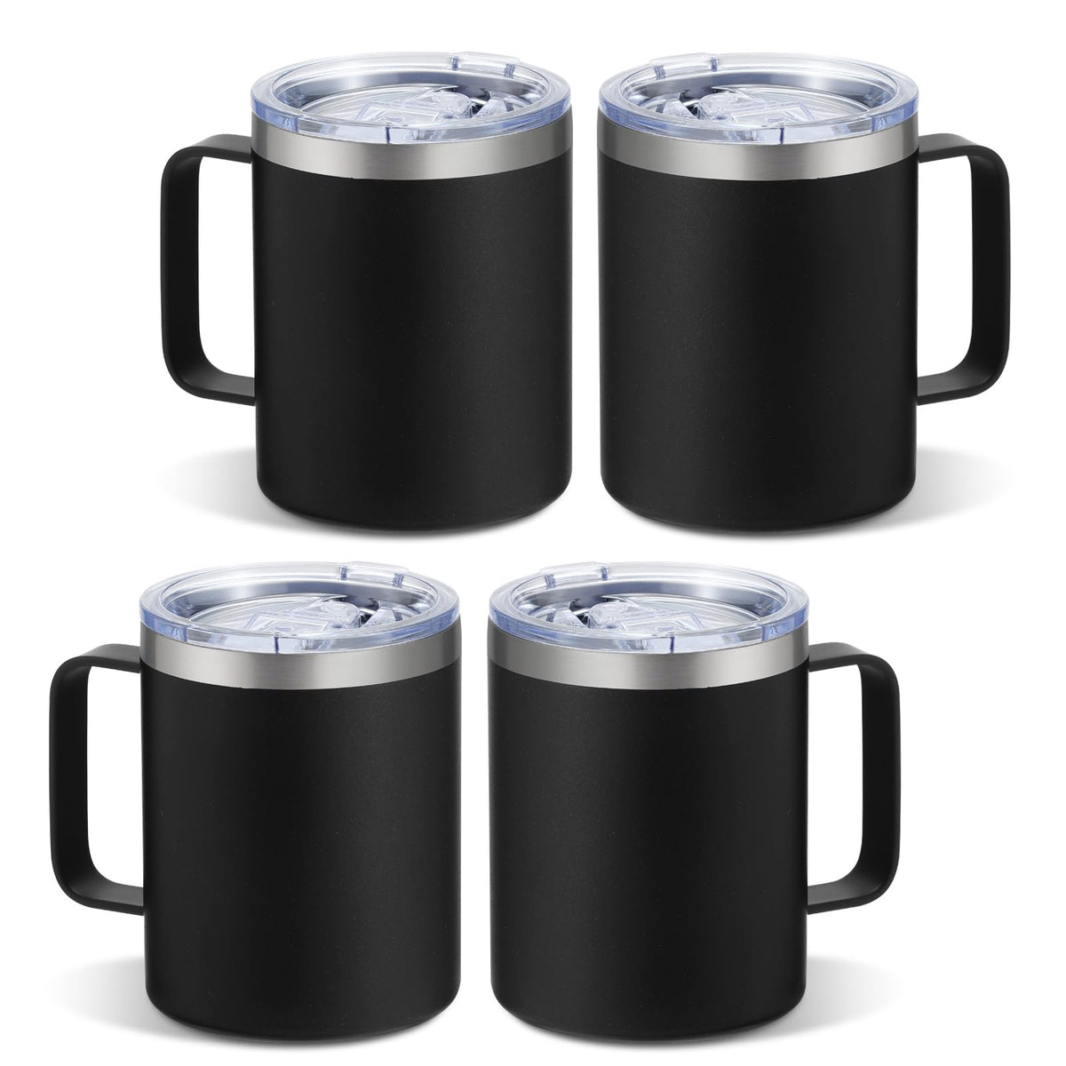 4 Pack 12oz Insulated Coffee Mug with Handle, 4 Colors