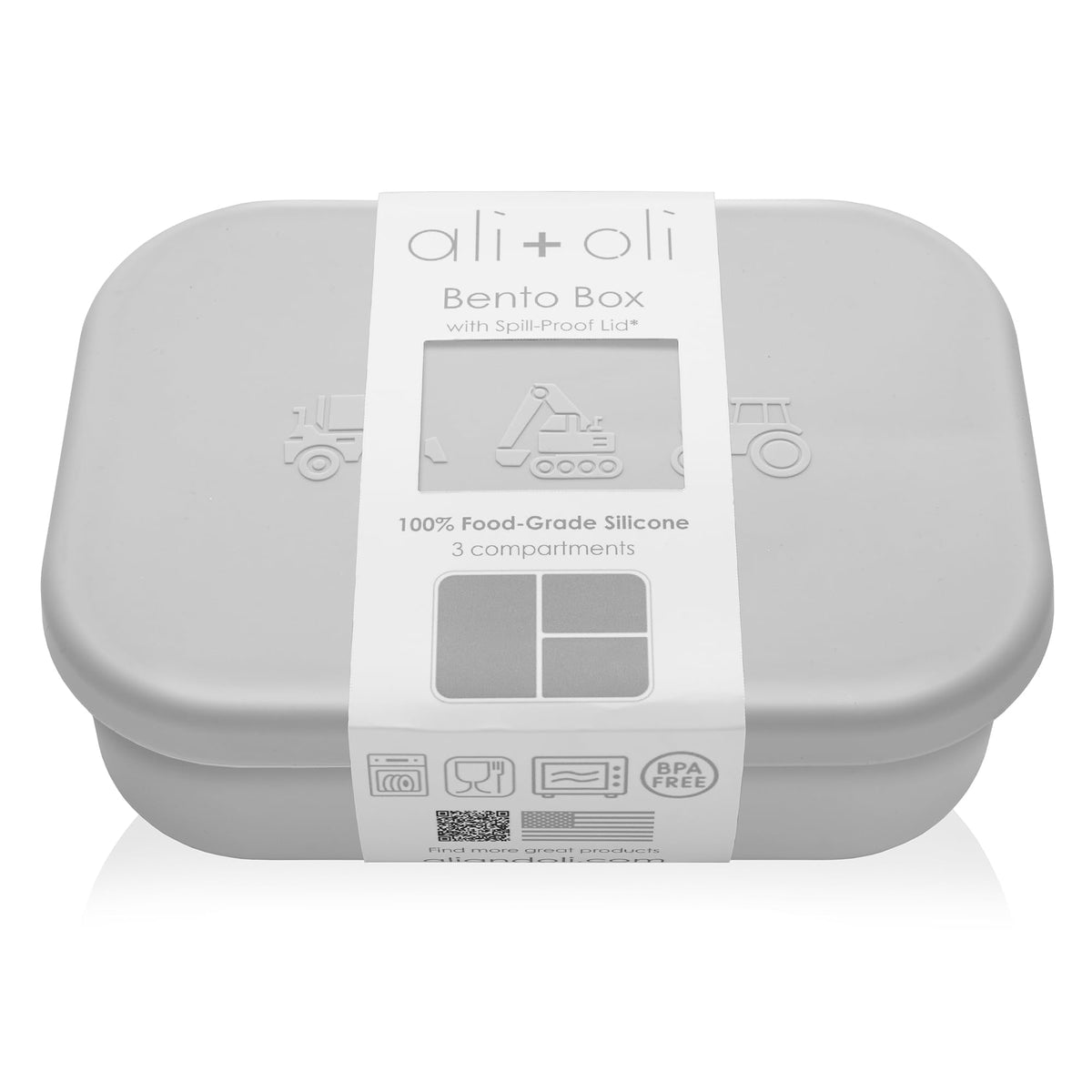 Ali+Oli Silicone Bento Box for Kids, Lunch Container for Toddler Daycare